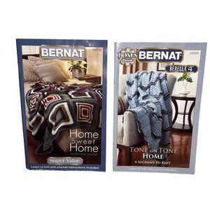 Bernat Knitting & Crochet Afghan Pattern Books - Home Sweet Home & Tone On Tone